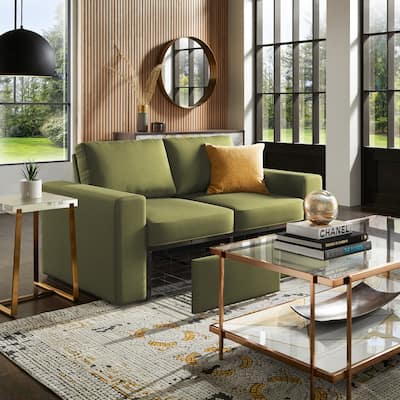 Soma Upholstered Loveseat with 2 Hidden Metal Wire Storage Drawers by iNSPIRE Q Modern