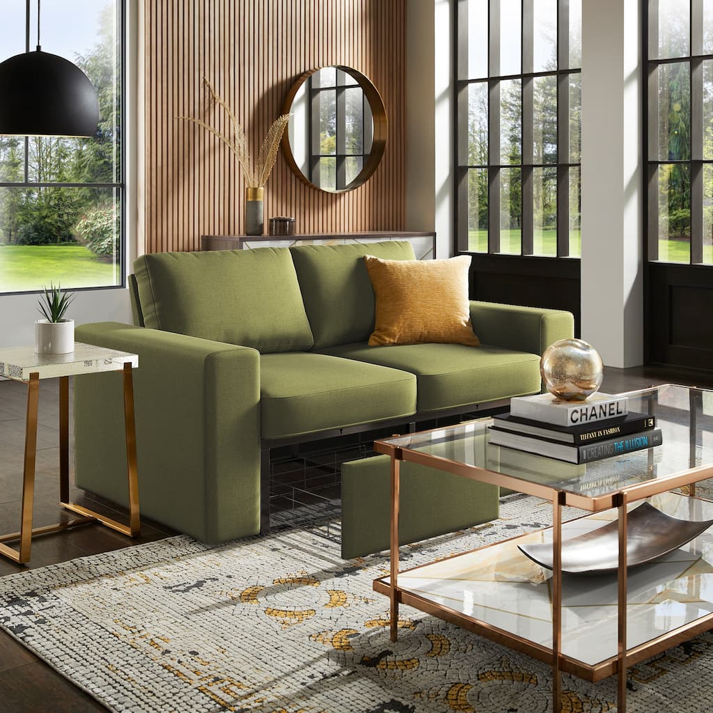 Soma Upholstered Loveseat with 2 Hidden Metal Wire Storage Drawers by iNSPIRE Q Modern