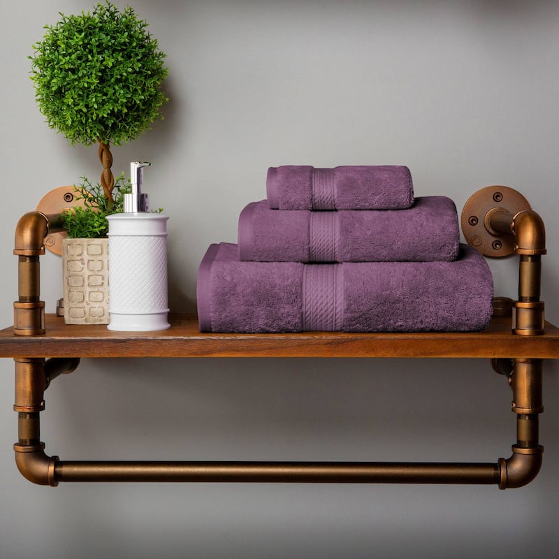 Superior Egyptian Cotton Pile Heavyweight 3-Piece Towel Set - Plum