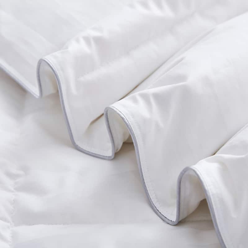 Hotel Luxury Year-round Down Duvet Comforter Solid & Stripe 500 TC Cotton Cover