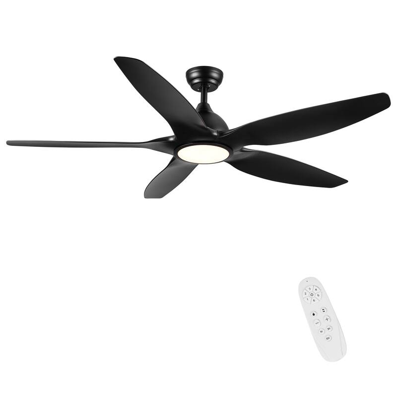 60 in. Indoor Black Ceiling Fan with Integrated LED Light, DC Motor and Remote Control - 60 INCHES