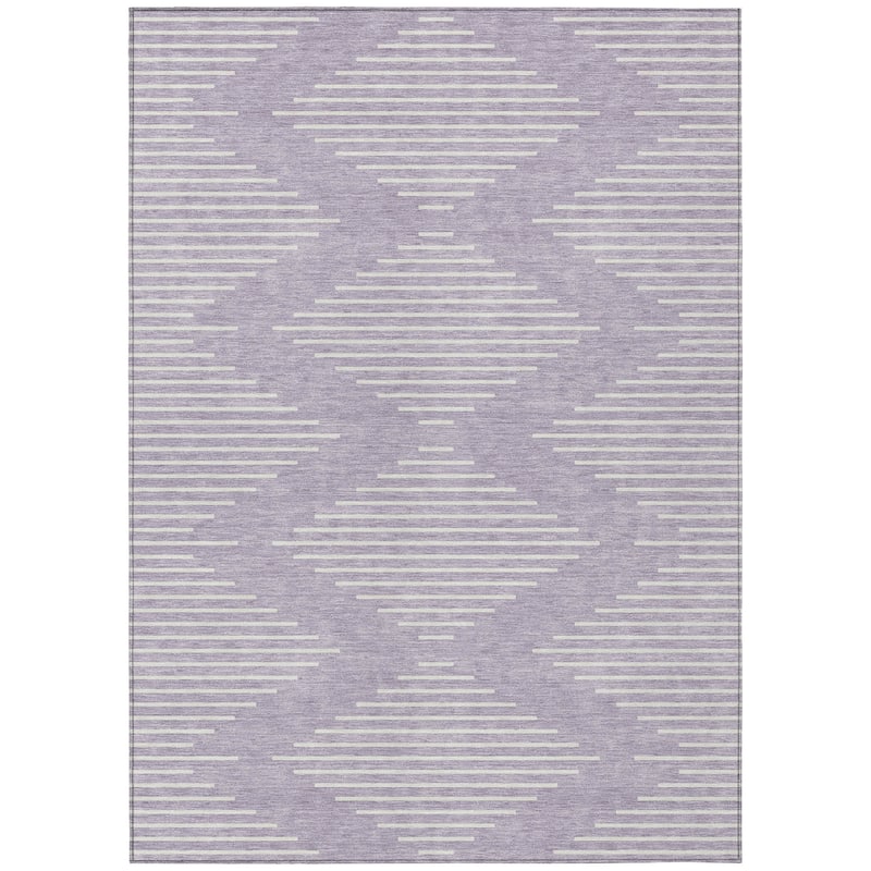 Machine Washable Indoor/ Outdoor Modern Stripe Chantille Rug