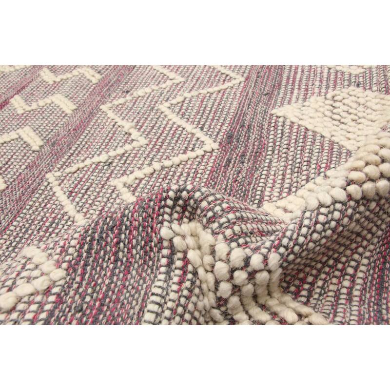 ECARPETGALLERY Braid weave Sienna Pink Wool Rug - 5'11 x 9'2