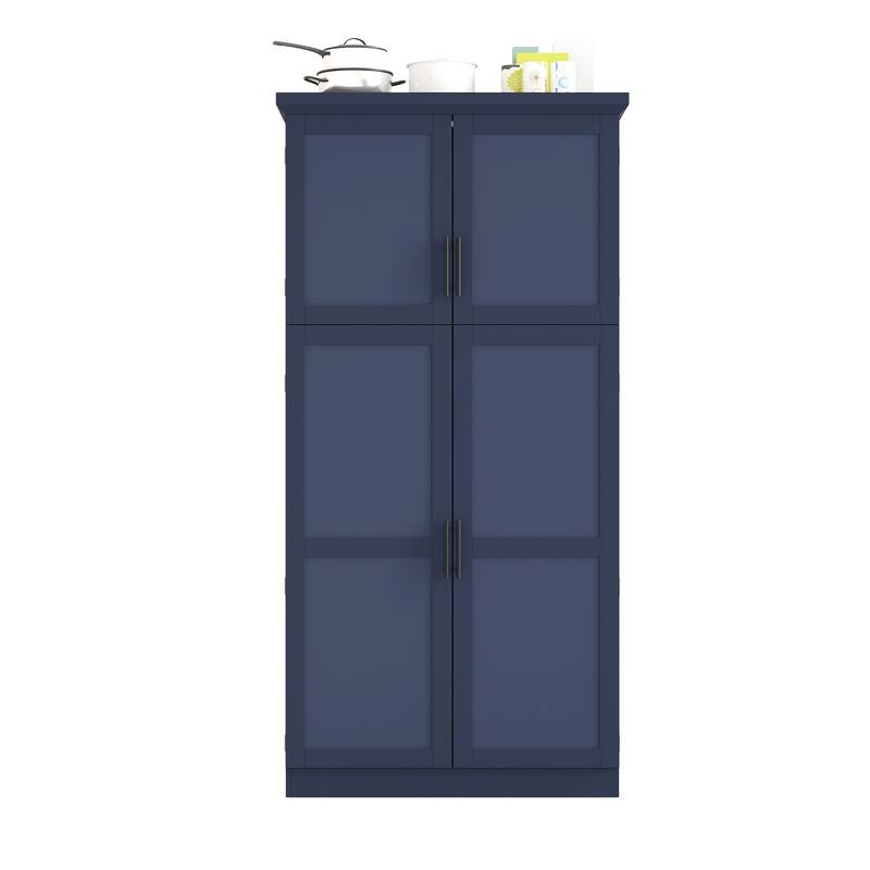 70.9 inch Freestanding Kitchen Cabinet, Tall Storage Cabinet with 4 Doors, 2 Door Shelves, 8 Pull-out Trays and Adjustable Shelf