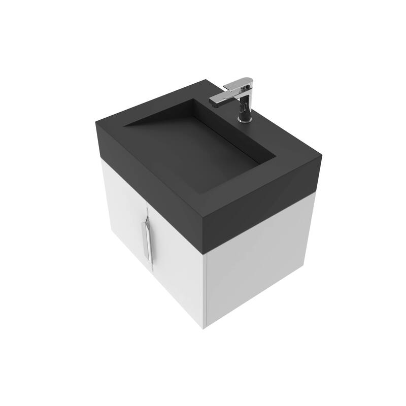 Nile 24-Inch Wall Mounted Bathroom Vanity Set w/ Black Top