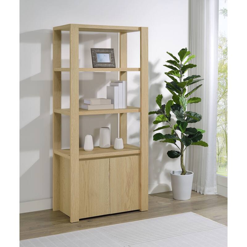 Laurelton 3-Shelf Media Tower Tall Pier Cabinet Light Oak