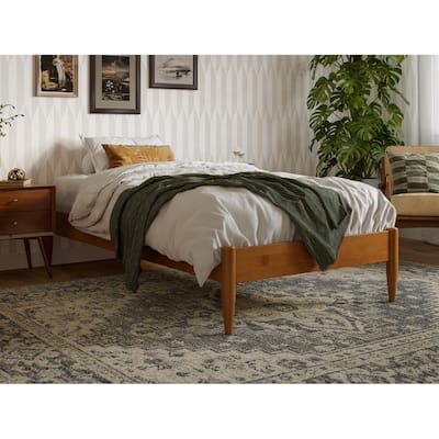 Twin XL Platform Bed Frame - Light Toffee Wood Bed