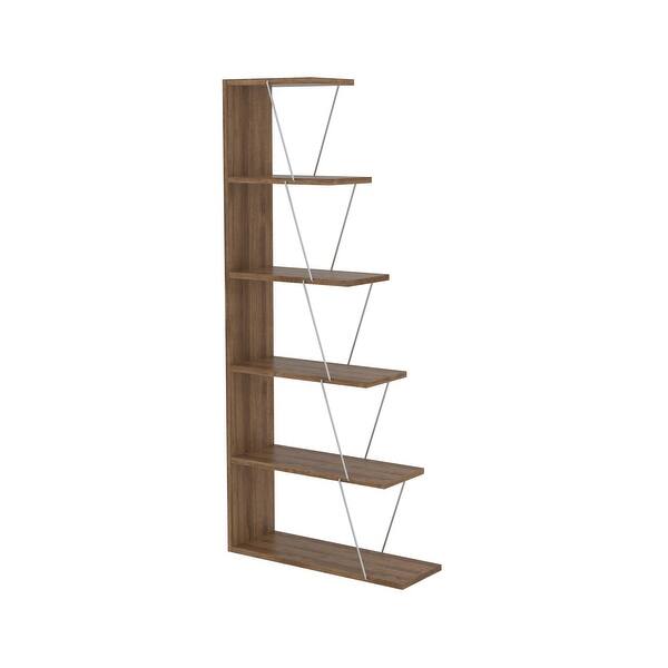 Walnut/Chrome 5 Tier Ladder Narrow Bookshelf Organizers Bed Bath & Beyond 37183848