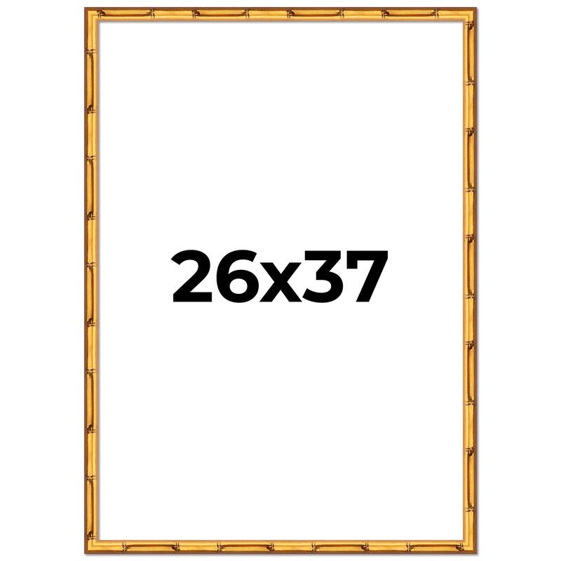 26x37 Frame Gold Bamboo Picture Frame Modern Photo Frame Includes UV Acrylic Shatter Guard Front Acid Free Foam Backing Board