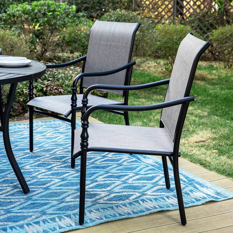 MAISON ARTS Outdoor Dining Chairs Set of 4, Breathable Material and Gourd Head Shape Armrest