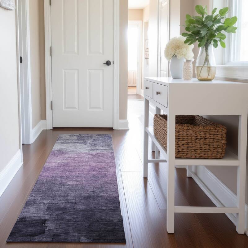 Premium Washable Super Soft Ombre Brushstrokes Mayfield Rug - Lavender - 2'3" x 7'6"