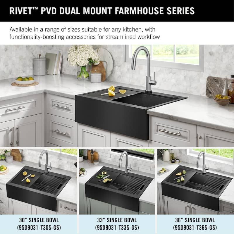 Delta 95D9031-T30S Rivet 30" Workstation Farmhouse Apron Front Kitchen