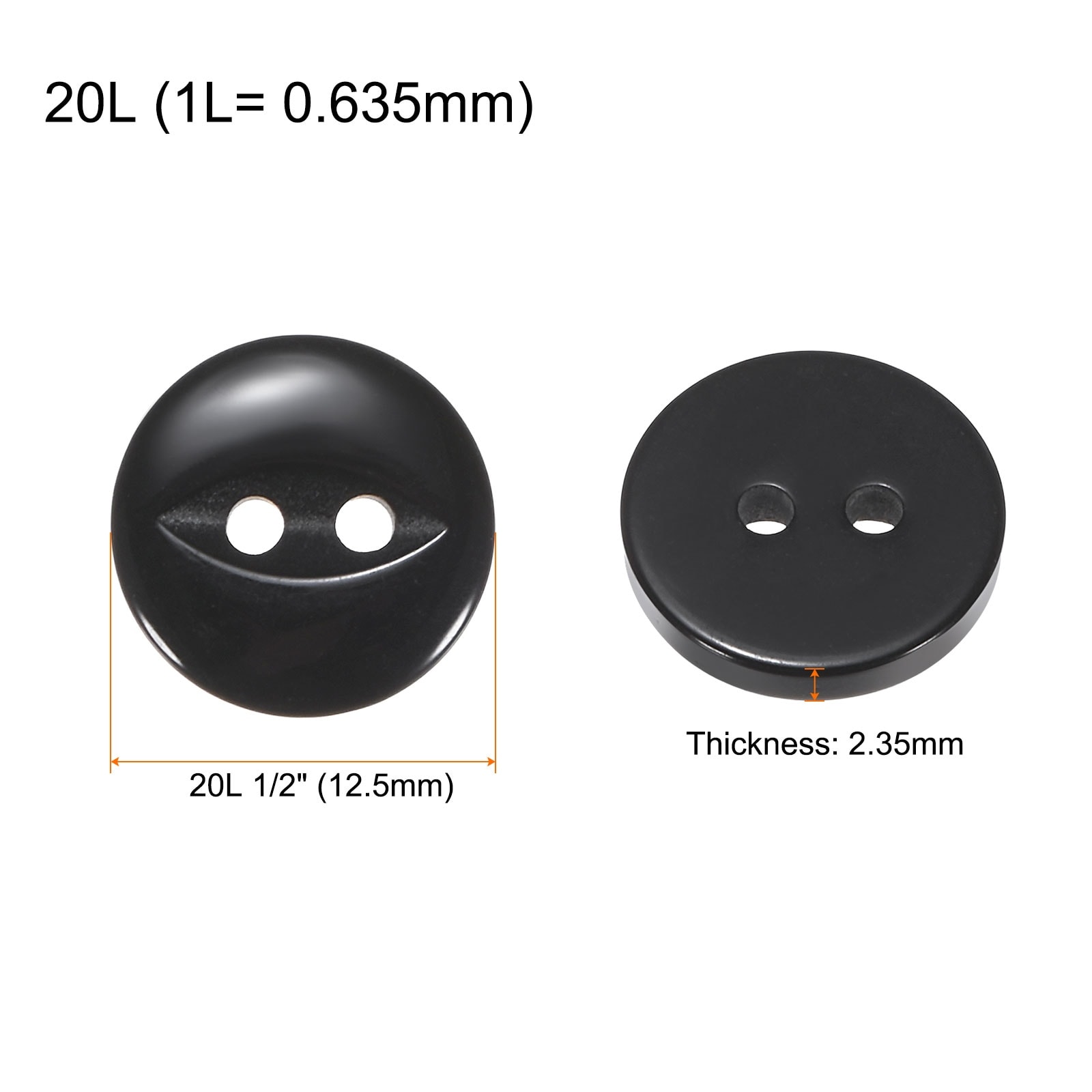 Round Sewing Buttons Resin 2-Hole Fish Eye Craft Replacement Button for Craft Pants Dress Skirt Clothing Fastener Buttons