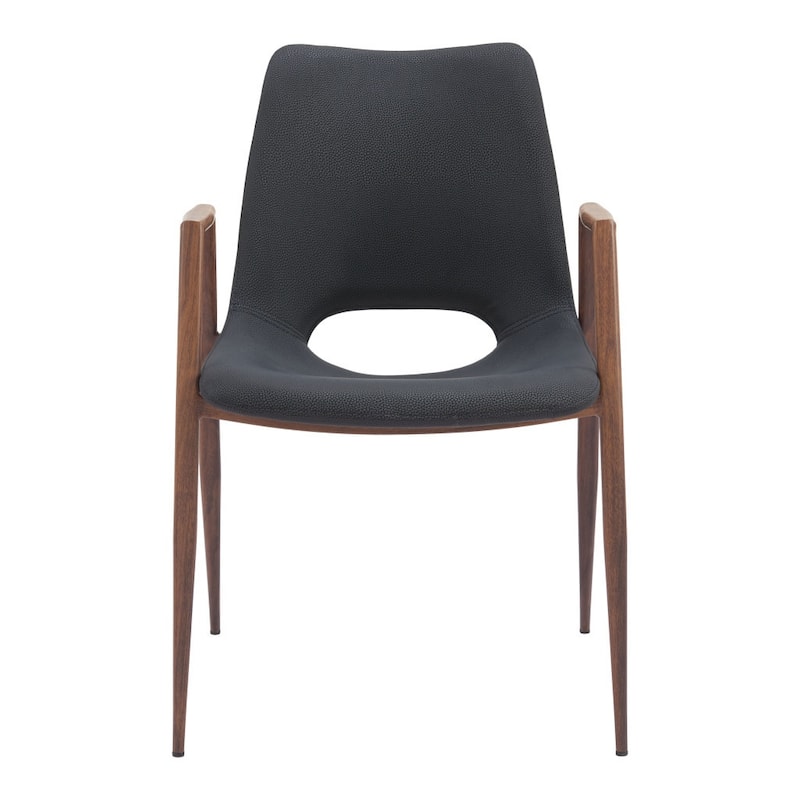 Set of 2 Upholstered Open Back Dining Armchairs with Metal Legs - 21.7” x 23.2” x 32.5”