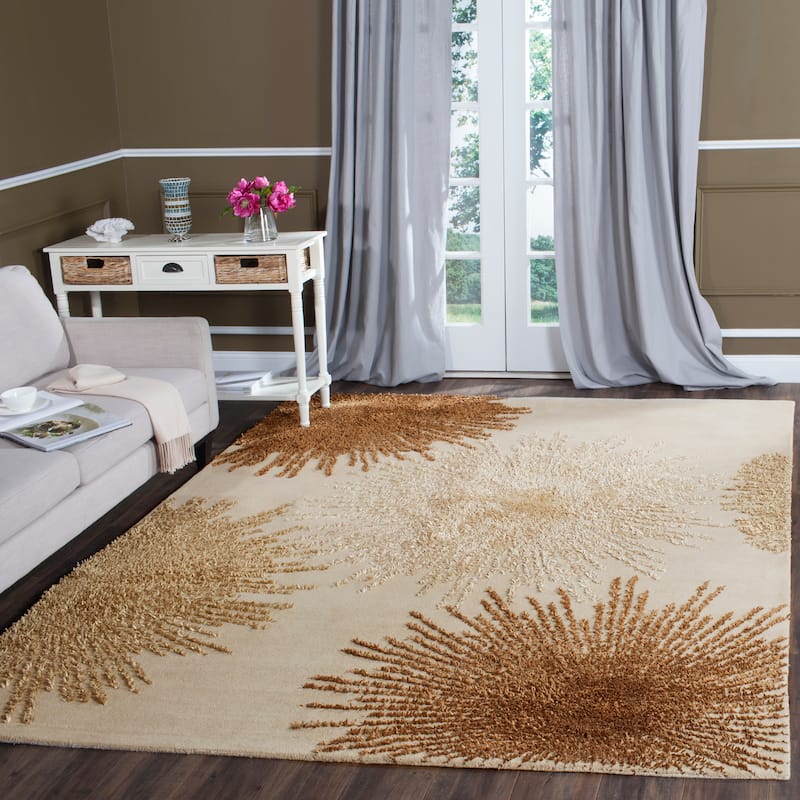 SAFAVIEH Handmade Soho Miyase Burst New Zealand Wool Rug - 11' x 15' - Beige