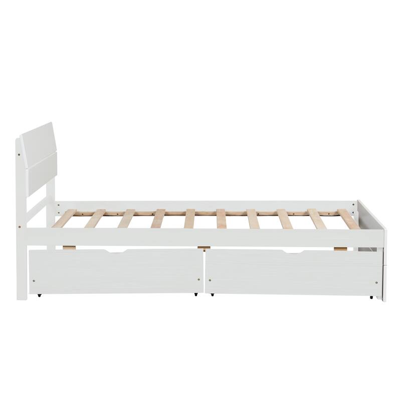 Twin Platform Bed Frame with Trundle or 2 Drawers