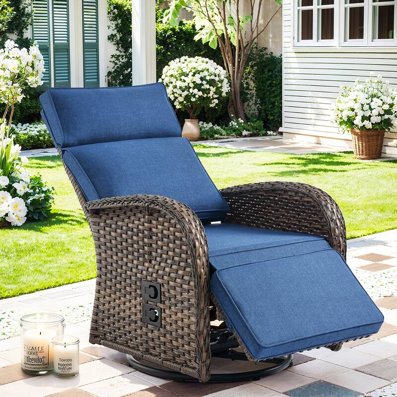 Pocassy Lounge Chair Swivel Reclining Chair with Adjustable Backrest