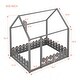 preview thumbnail 3 of 11, Full Size Kids House Bed Frame with Roof and Fence Design for Bedroom or Playroom Use No Slats Included