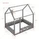 preview thumbnail 46 of 60, Kids Wood Bed, House Bed Frame with Fence-Shaped Guardrails for Teens Girls Boys, Slats are not Included