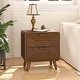 preview thumbnail 36 of 40, COSIEST Modern Brown Nightstand with Drawers Plain and Strip - 2-drawer