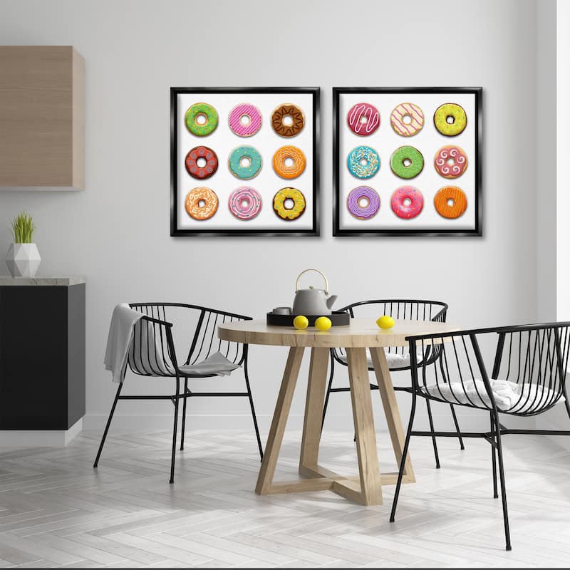 Stupell Bright & Fun Donuts Framed Floater Canvas Wall Art Design By Marcus Prime (Set of 2)