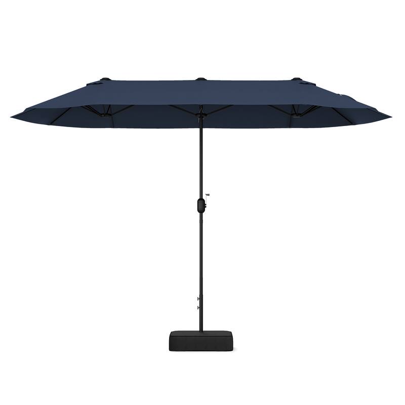 Gymax 13FT Double-sided Patio Umbrella w/ Crank Handle Umbrella Base - Navy