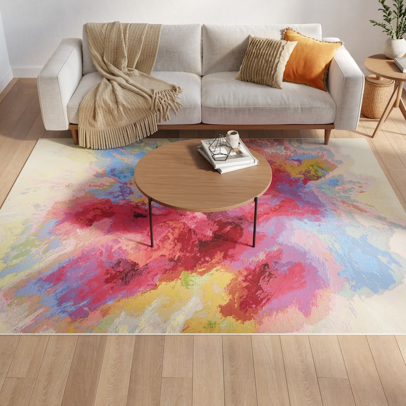 Nourison Color Splash Indoor/Outdoor Multicolored Abstract Area Rug