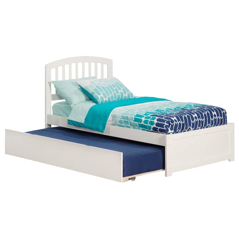 Platform Bed with Trundle - Twin Size, Modern Design, Space Saving, Home Bedroom Furniture