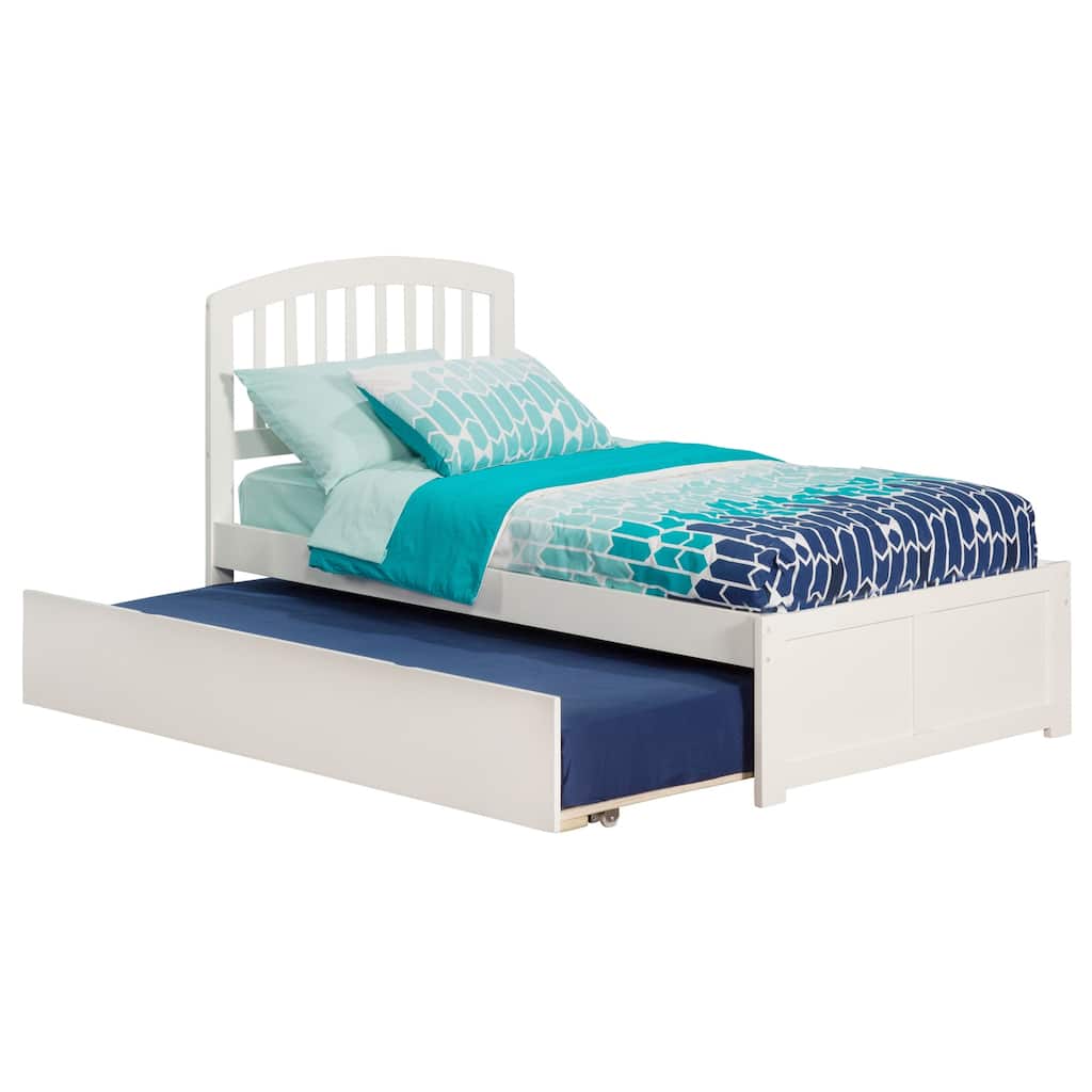 Platform Bed with Trundle - Twin Size, Modern Design, Space Saving, Home Bedroom Furniture