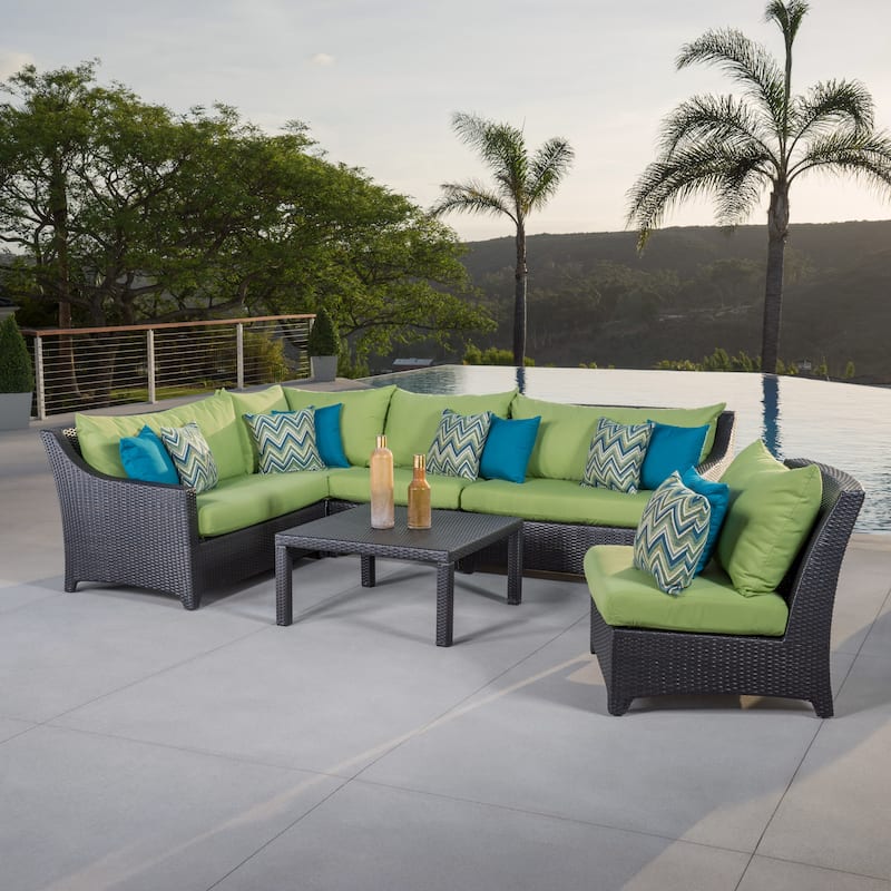 Deco 6 Piece Sunbrella Outdoor Patio Sectional & Table Set