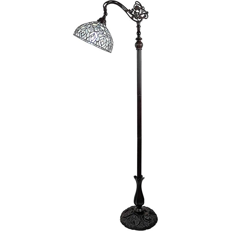 Tiffany Style Peacock Design Floor Reading Lamp Amora Lighting