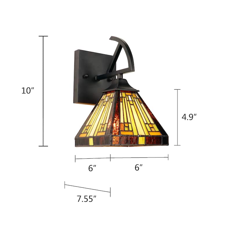 Tiffany Design, Mission Style 1-Light Wall Sconse - 10 inches high
