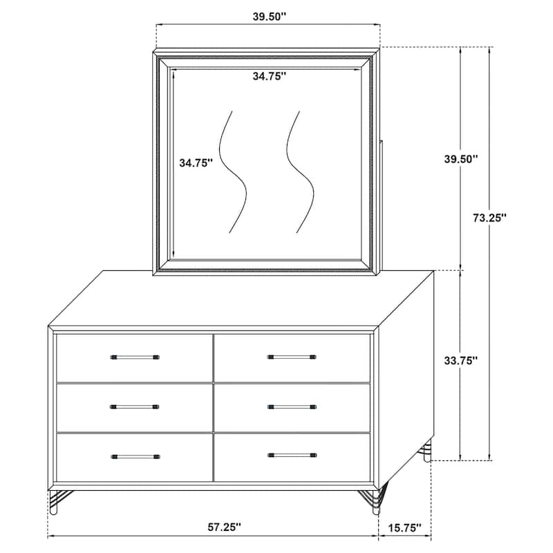 Lucia Modern Classic 6-drawer Dresser White