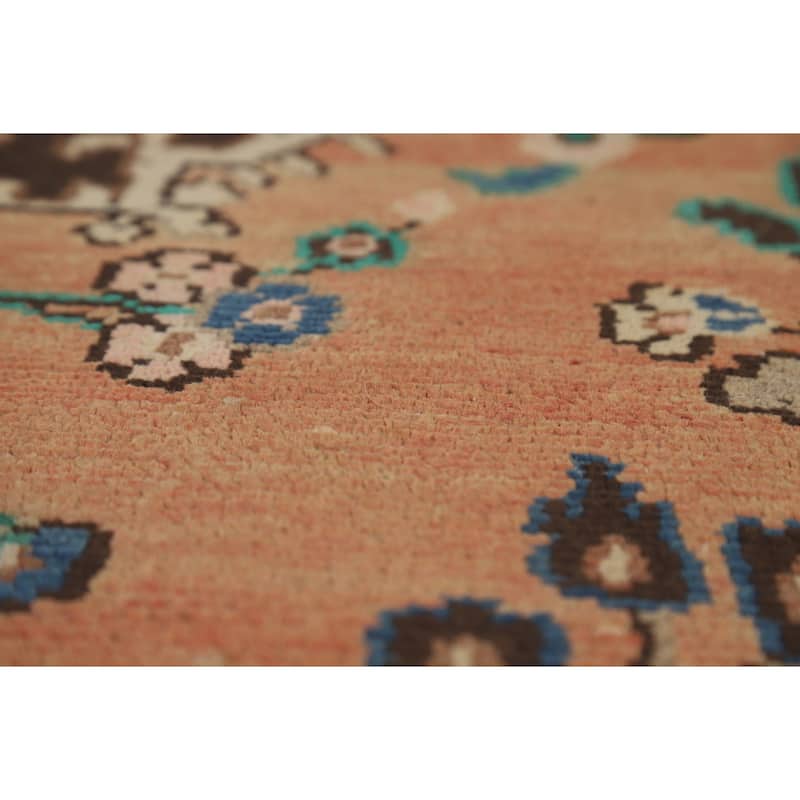 Orange Floral Hamedan Persian Area Rug Hand-Knotted Wool Carpet - 8'6" x 11'11"