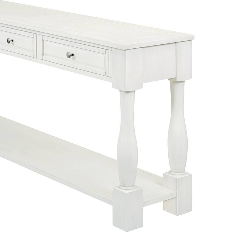 Long Console Table with Drawers and Shelf