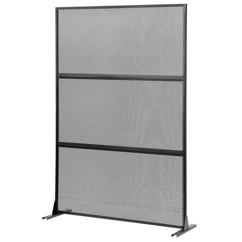 Black Metal Freestanding Privacy Screen Panel for Indoor and Outdoor Use - 48” x 16” x 72” (L x W x H)