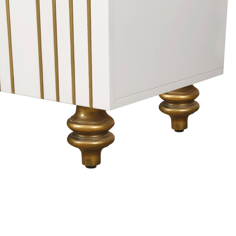 60" Modern Accent Sideboard Buffet Cabinet with Cloud Relief- White Storage Cabinet 4 Doors for Living Room Hallway