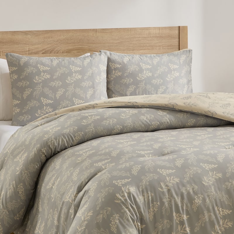 Empyrean 3PC Reversible Botanical Printed Comforter Bedding Set