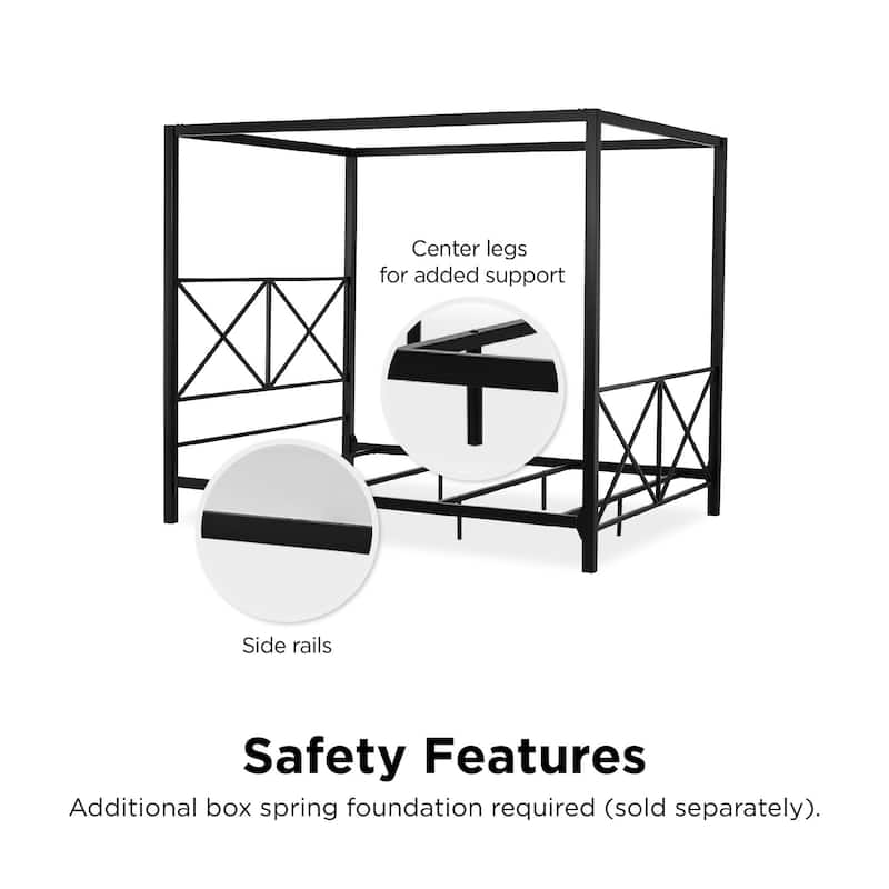 Avenue Greene Rosemarie Canopy Metal Bed, Black