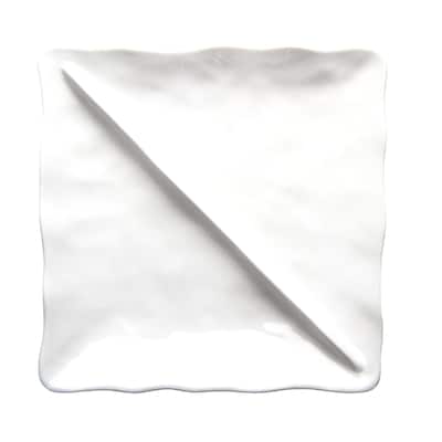 Formoso White Stoneware Square Divided Dish Dinnerware Serving Plate Dishwasher Safe, 10.0 inch