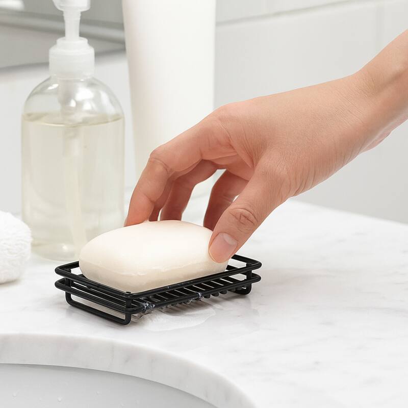 Creative Home Black Powder Coated Metal Wire Soap Dish