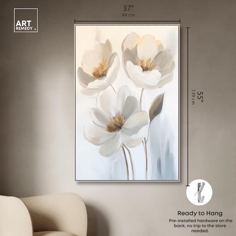 Silvered Flora I Canvas by Art Remedy