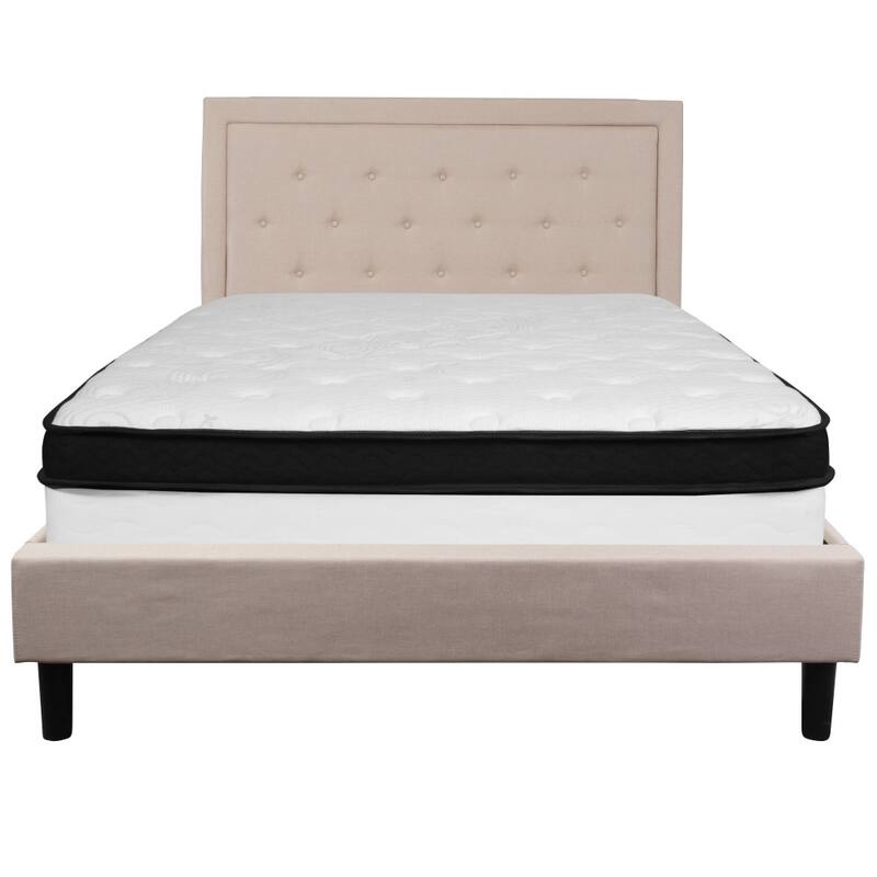 Panel Tufted Platform Bed and Memory Foam Pocket Spring Mattress