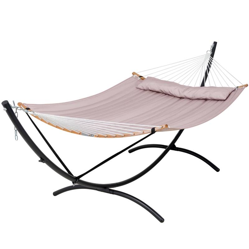 Portable Freestanding Hammock with Curved Stand for Outside - Tan