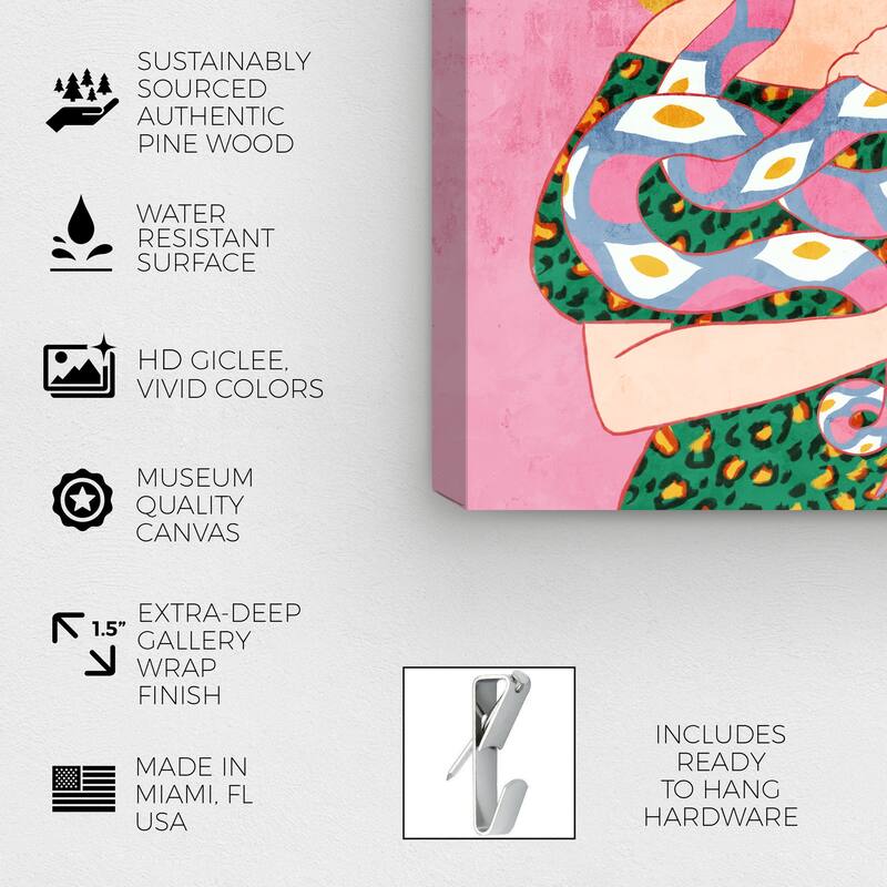 Wynwood Studio Canvas Animals Sunrise Viper Pink and Mustard Modern & Contemporary Wall Art Canvas Print