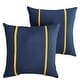preview thumbnail 10 of 30, Sorra Home Sunbrella Outdoor Double Petite Flange Pillow Set of 2 16 in H x 16 in W x 6 in D - Sunbrella - Canvas Navy/Canvas Sunflower