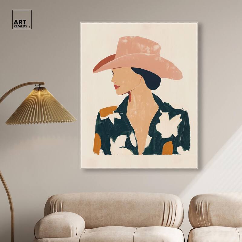 Woman in the Pink Hat Canvas by Art Remedy