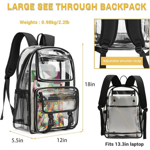 Clear Backpack Stadium Approved Heavy Duty for School Women  display picture 1