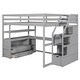 preview thumbnail 14 of 29, Wood Loft Bed Twin Size Full Size with Desk and Shelves Two Built-in Drawers Storage Staircase