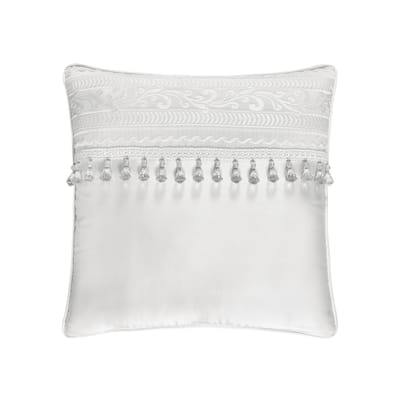 J. Queen New York Bianco 18" Embellished Decorative Throw Pillow